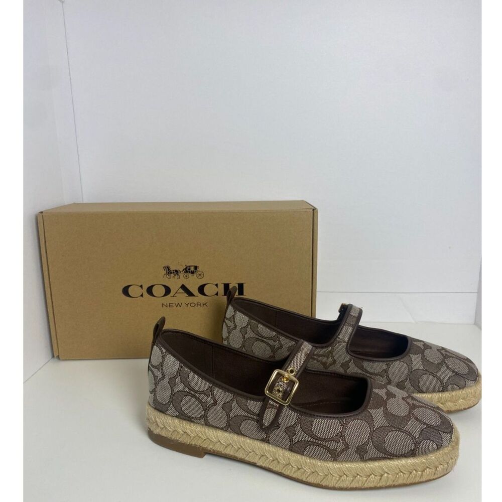 NEW Coach Mary Jane Espadrille In Signature Jacquard Women's Size 7